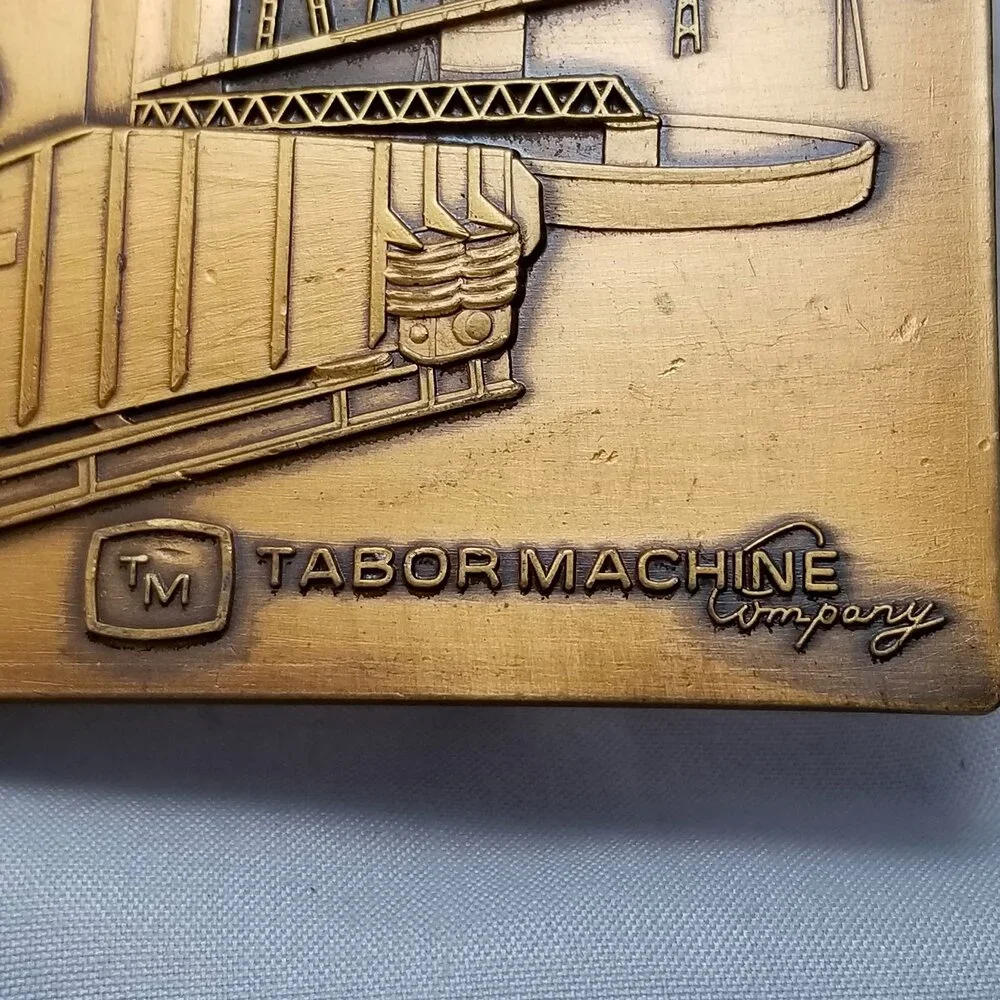 Vintage Belt Buckle Tabor Machine Company Bronze Color‎ Heavy